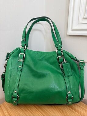 Coach Green Leather Shoulder Two-Way Bag